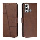 For Infinix Hot 12 Play Stitching Calf Texture Buckle Leather Phone Case(Brown) - 1