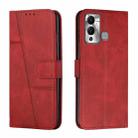 For Infinix Hot 12 Play Stitching Calf Texture Buckle Leather Phone Case(Red) - 1