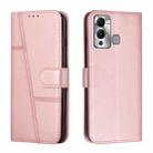 For Infinix Hot 12 Play Stitching Calf Texture Buckle Leather Phone Case(Pink) - 1