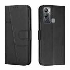 For Infinix Hot 12i Stitching Calf Texture Buckle Leather Phone Case(Black) - 1