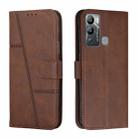 For Infinix Hot 12i Stitching Calf Texture Buckle Leather Phone Case(Brown) - 1