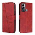 For Infinix Hot 12i Stitching Calf Texture Buckle Leather Phone Case(Red) - 1