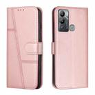 For Infinix Hot 12i Stitching Calf Texture Buckle Leather Phone Case(Pink) - 1