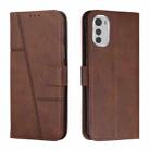 For Motorola Moto E32 4G / E32s Stitching Calf Texture Buckle Leather Phone Case(Brown) - 1