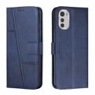 For Motorola Moto E32 4G / E32s Stitching Calf Texture Buckle Leather Phone Case(Blue) - 1