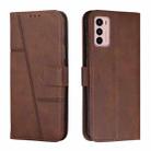 For Motorola Moto G42 Stitching Calf Texture Buckle Leather Phone Case(Brown) - 1