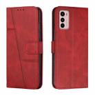 For Motorola Moto G42 Stitching Calf Texture Buckle Leather Phone Case(Red) - 1