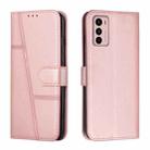 For Motorola Moto G42 Stitching Calf Texture Buckle Leather Phone Case(Pink) - 1