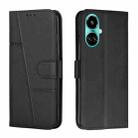 For Tecno Camon 19 Stitching Calf Texture Buckle Leather Phone Case(Black) - 1