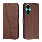 For Tecno Camon 19 Stitching Calf Texture Buckle Leather Phone Case(Brown) - 1