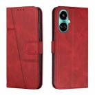 For Tecno Camon 19 Stitching Calf Texture Buckle Leather Phone Case(Red) - 1