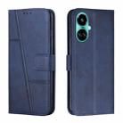 For Tecno Camon 19 Stitching Calf Texture Buckle Leather Phone Case(Blue) - 1