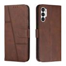 For Tecno Pova 3 Stitching Calf Texture Buckle Leather Phone Case(Brown) - 1