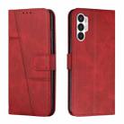 For Tecno Pova 3 Stitching Calf Texture Buckle Leather Phone Case(Red) - 1