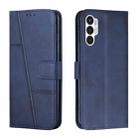 For Tecno Pova 3 Stitching Calf Texture Buckle Leather Phone Case(Blue) - 1