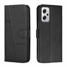 For Xiaomi Redmi Note 11T Pro / Pro+ 5G Stitching Calf Texture Buckle Leather Phone Case(Black) - 1