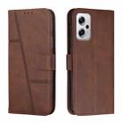 For Xiaomi Redmi Note 11T Pro / Pro+ 5G Stitching Calf Texture Buckle Leather Phone Case(Brown) - 1