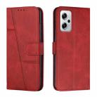 For Xiaomi Redmi Note 11T Pro / Pro+ 5G Stitching Calf Texture Buckle Leather Phone Case(Red) - 1