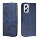 For Xiaomi Redmi Note 11T Pro / Pro+ 5G Stitching Calf Texture Buckle Leather Phone Case(Blue) - 1