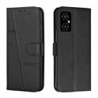 For Xiaomi Poco M4 5G Stitching Calf Texture Buckle Leather Phone Case(Black) - 1