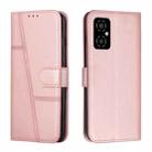 For Xiaomi Poco M4 5G Stitching Calf Texture Buckle Leather Phone Case(Pink) - 1