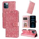 For iPhone 11 Pro Embossed Sunflower Leather Phone Case (Pink) - 1