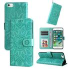 For iPhone SE 2022 / SE 2020 / 8 / 7 Embossed Sunflower Leather Phone Case(Green) - 1