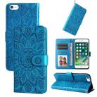 For iPhone SE 2022 / SE 2020 / 8 / 7 Embossed Sunflower Leather Phone Case(Blue) - 1