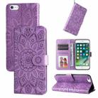 For iPhone SE 2022 / SE 2020 / 8 / 7 Embossed Sunflower Leather Phone Case(Purple) - 1