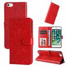 For iPhone SE 2022 / SE 2020 / 8 / 7 Embossed Sunflower Leather Phone Case(Red) - 1