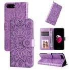 Embossed Sunflower Leather Phone Case For iPhone 7 Plus / 8 Plus(Purple) - 1