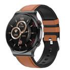 E300 1.32 Inch Screen Leather Watch Strap Smart Health Watch Supports Body Temperature Monitoring, ECG monitoring blood pressure(Brown) - 1