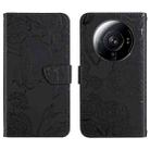 For Xiaomi 12S Ultra Skin Feel Butterfly Peony Embossed Leather Phone Case(Black) - 1