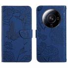 For Xiaomi 12S Ultra Skin Feel Butterfly Peony Embossed Leather Phone Case(Blue) - 1