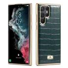 For Samsung Galaxy S22 5G Fierre Shann Crocodile Texture Electroplating PU Phone Case(Green) - 1
