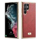 For Samsung Galaxy S22+ 5G Fierre Shann  Snake Texture Electroplating PU Phone Case(Red) - 1