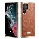 For Samsung Galaxy S22+ 5G Fierre Shann  Snake Texture Electroplating PU Phone Case(Brown) - 1