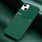 For iPhone 14 Classic Tilt Strip Grain Magnetic Shockproof PC + TPU Phone Case (Green) - 1