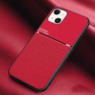 For iPhone 14 Classic Tilt Strip Grain Magnetic Shockproof PC + TPU Phone Case (Red) - 1