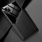 For iPhone 14 Plus Leather + Organic Glass Protective Phone Case (Black) - 1