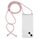 For iPhone 14 Four-Corner Shockproof Transparent TPU Case with Lanyard (Pink) - 1