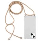 For iPhone 14 Four-Corner Shockproof Transparent TPU Case with Lanyard (Gold) - 1