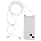 For iPhone 14 Plus Four-Corner Shockproof Transparent TPU Case with Lanyard (White Black) - 1