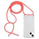 For iPhone 14 Plus Four-Corner Shockproof Transparent TPU Case with Lanyard (Red) - 1