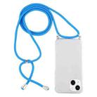 For iPhone 14 Plus Four-Corner Shockproof Transparent TPU Case with Lanyard (Blue) - 1