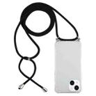For iPhone 14 Plus Four-Corner Shockproof Transparent TPU Case with Lanyard (Black) - 1
