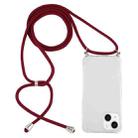 For iPhone 14 Plus Four-Corner Shockproof Transparent TPU Case with Lanyard (Wine Red) - 1