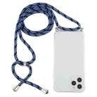 For iPhone 14 Pro Four-Corner Shockproof Transparent TPU Case with Lanyard(Blue White) - 1