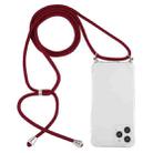 For iPhone 14 Pro Four-Corner Shockproof Transparent TPU Case with Lanyard(Wine Red) - 1