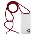 For iPhone 14 Pro Max Four-Corner Shockproof Transparent TPU Case with Lanyard (Wine Red) - 1